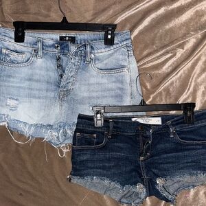Abercrombie & Fitch Light and Dark Blue Jean Shorts